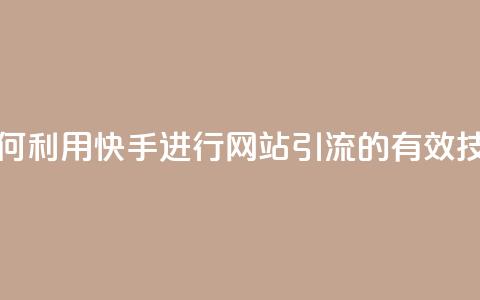 如何利用快手进行网站引流的有效技巧  第1张
