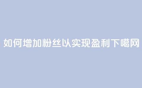 如何增加粉丝以实现盈利？  第1张