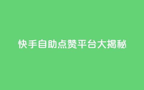快手自助点赞平台大揭秘  第1张