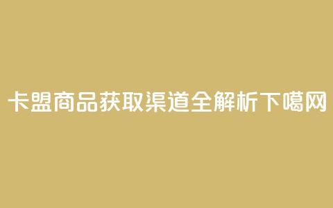 卡盟商品获取渠道全解析  第1张