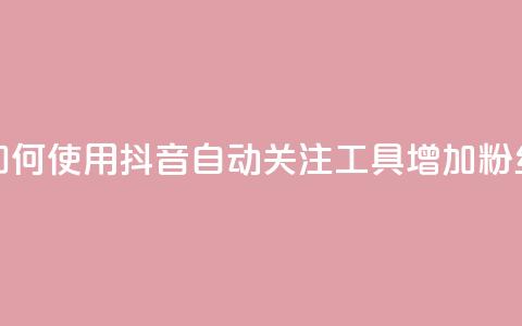 如何使用抖音自动关注工具增加粉丝  第1张