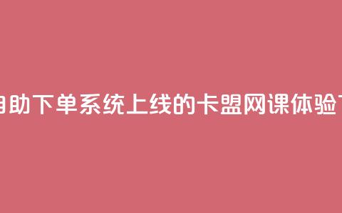 全新自助下单系统上线的卡盟网课体验  第1张