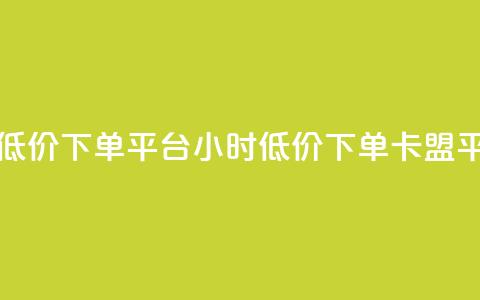 卡盟24小时低价下单平台(24小时低价下单卡盟平台)  第1张