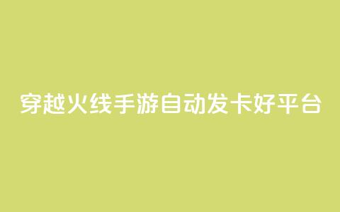 穿越火线手游自动发卡好平台  第1张