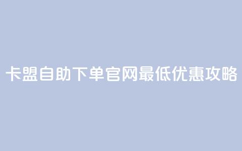 卡盟自助下单官网最低优惠攻略  第1张