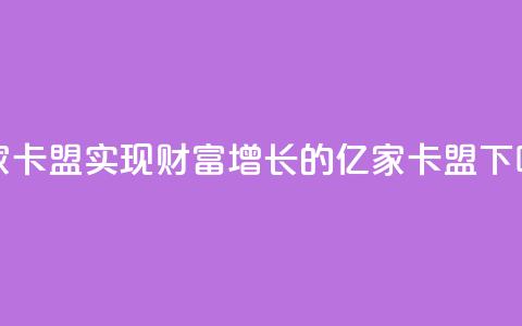 亿家卡盟(实现财富增长的亿家卡盟)  第1张