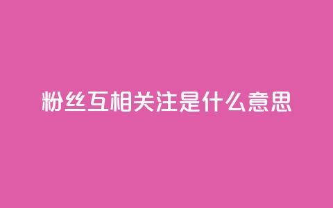 粉丝互相关注是什么意思 - 粉丝互相关注的含义是什么~  第1张
