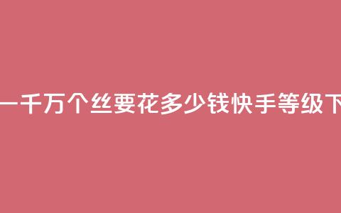 抖音一千万个丝要花多少钱 - 快手call等级  第1张