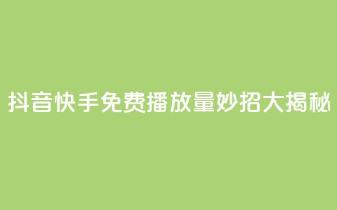 抖音快手免费播放量：妙招大揭秘  第1张