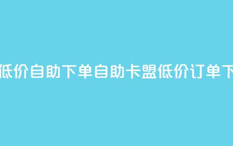 卡盟低价自助下单(自助卡盟低价订单)  第1张
