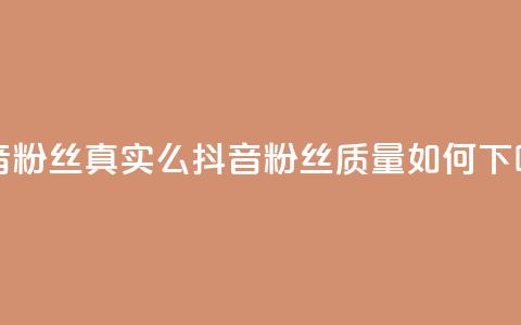 抖音粉丝真实么 - 抖音粉丝质量如何？~  第1张