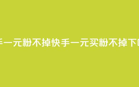 快手一元10000粉不掉(快手一元买粉不掉)  第1张