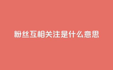 粉丝互相关注是什么意思 - 什么是粉丝互相关注？理解与实践~  第1张