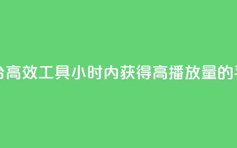 24小时播放量平台 - 高效工具：24小时内获得高播放量的平台推荐~  第1张