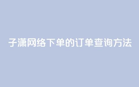 子潇网络下单的订单查询方法 - 子潇网络订单查询方法详解!  第1张
