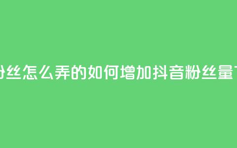 抖音粉丝怎么弄的 - 如何增加抖音粉丝量~  第1张