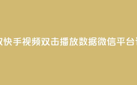 获取快手视频双击播放数据微信平台订单  第1张