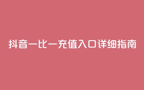 抖音一比一充值入口详细指南  第1张