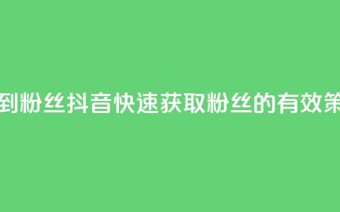 抖音如何快速达到1000粉丝 - 抖音快速获取1000粉丝的有效策略与技巧~  第1张