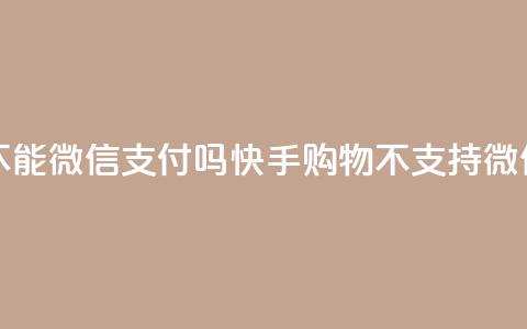 快手买东西不能微信支付吗 - 快手购物不支持微信支付？！  第1张