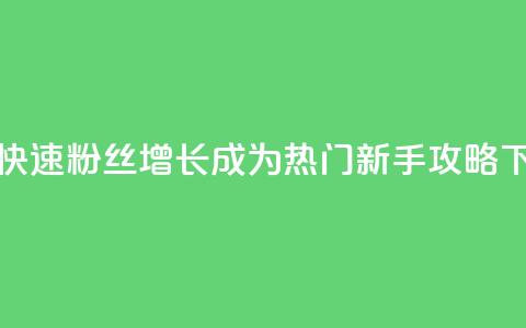 如何快速粉丝增长？成为热门新手攻略  第1张
