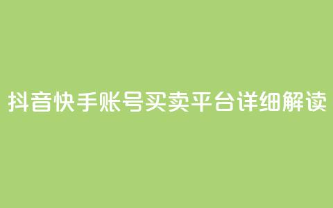 抖音快手账号买卖平台详细解读  第1张