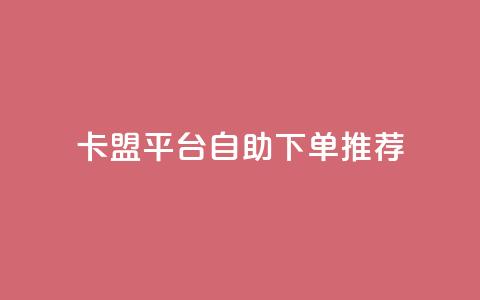 卡盟平台自助下单推荐 - 自助下单推荐：卡盟平台优选推荐!  第1张