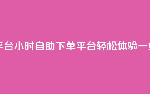 自助下单24小时平台(24小时自助下单平台，轻松体验一站式服务)  第1张