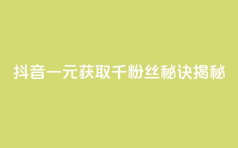 抖音一元获取千粉丝秘诀揭秘 第1张 抖音一元获取千粉丝秘诀揭秘 第1张