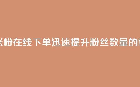 在线下单涨粉 - 在线下单迅速提升粉丝数量的秘诀！  第1张