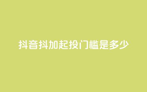 抖音抖加起投门槛是多少？  第1张