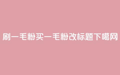 ks刷一毛1000粉(KS买一毛1000粉改标题)  第1张