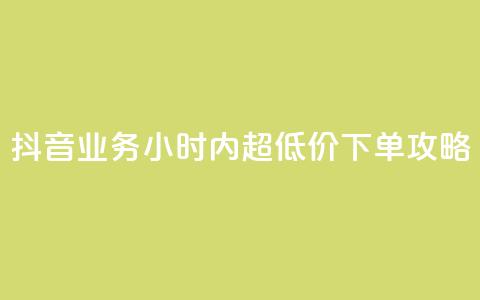 抖音业务24小时内超低价下单攻略  第1张