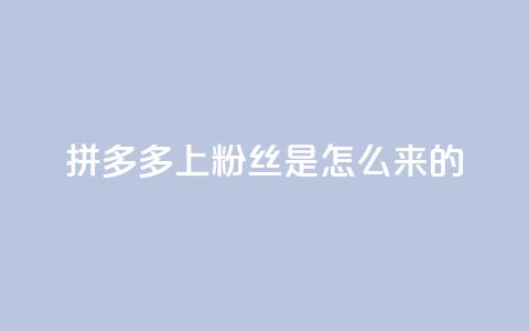 拼多多上粉丝是怎么来的 - 免费快手播放量平台  第1张