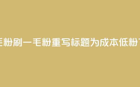 ks刷一毛1000粉(ks刷一毛1000粉重写标题为成本低1000粉)  第1张