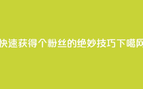 快速获得1000个粉丝的绝妙技巧  第1张