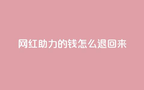 网红助力的钱怎么退回来 - 网红助力的资金如何合法追回攻略!  第1张