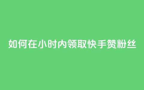 如何在24小时内领取快手赞粉丝？  第1张