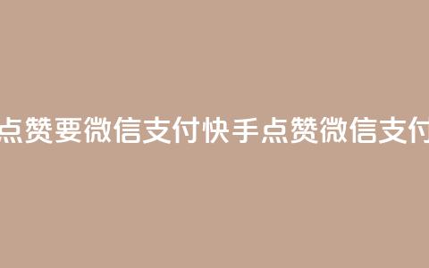 快手点赞要微信支付(快手点赞微信支付指南)  第1张