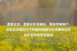 直客社区，直客社区货源站，直连终端用户，社区经济新范式下的服务创新与生态重构亿乐社区低价自营货源站
