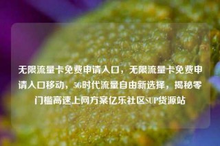 无限流量卡免费申请入口，无限流量卡免费申请入口移动，5G时代流量自由新选择，揭秘零门槛高速上网方案亿乐社区SUP货源站