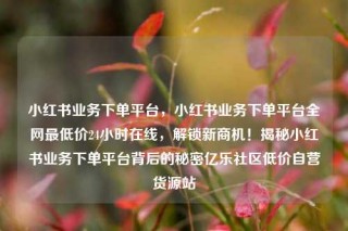 小红书业务下单平台，小红书业务下单平台全网最低价24小时在线，解锁新商机！揭秘小红书业务下单平台背后的秘密亿乐社区低价自营货源站