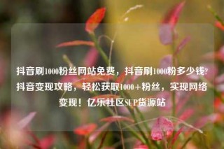 抖音刷1000粉丝网站免费，抖音刷1000粉多少钱?抖音变现攻略，轻松获取1000+粉丝，实现网络变现！亿乐社区SUP货源站