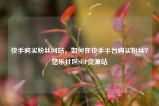快手购买粉丝网站，如何在快手平台购买粉丝？亿乐社区SUP货源站