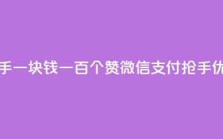 快手一块钱一百个赞微信支付：抢手优惠！