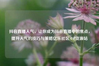 抖音直播人气，让你成为抖音直播中的焦点，提升人气的技巧与策略亿乐社区SUP货源站