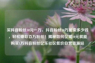 买抖音粉丝10元一万，抖音粉丝10万能卖多少钱，轻松赚取百万粉丝！揭秘如何仅需10元就能购买1万抖音粉丝亿乐社区低价自营货源站