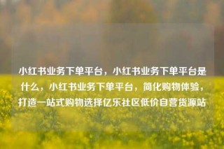 小红书业务下单平台，小红书业务下单平台是什么，小红书业务下单平台，简化购物体验，打造一站式购物选择亿乐社区低价自营货源站