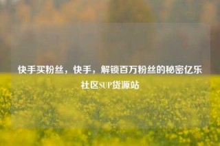 快手买粉丝，快手，解锁百万粉丝的秘密亿乐社区SUP货源站
