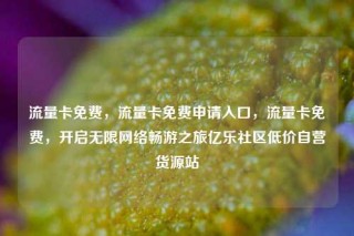 流量卡免费，流量卡免费申请入口，流量卡免费，开启无限网络畅游之旅亿乐社区低价自营货源站